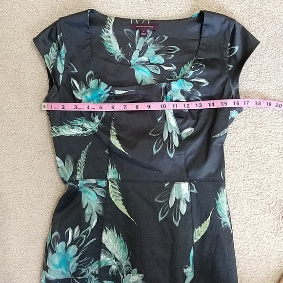 Marchesa Voyage Feather Print Satin Dress SZ 4 - Picture 4 of 7